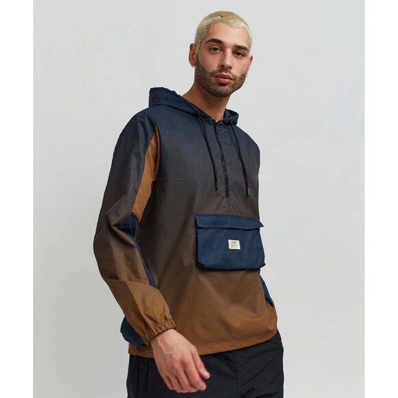 Reason Men’s Navy Brown Gradient ¼ Zip Utility Anorak Hooded Jacket Size L - Picture 5 of 8